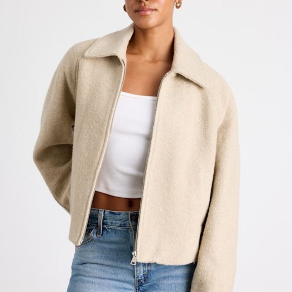 Lulus Brixlynn Beige Wool Collared Jacket - Size XS